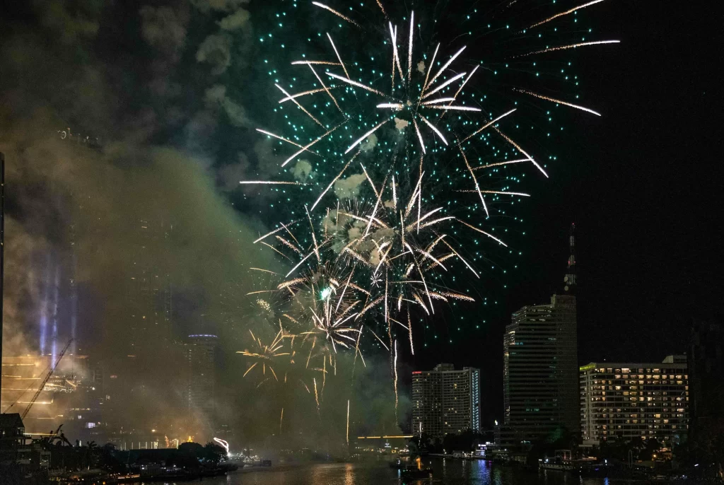 Fireworks explode over the King Taksin Bridge in Bangkok, Thailand.
Lauren DeCicca/Getty Images