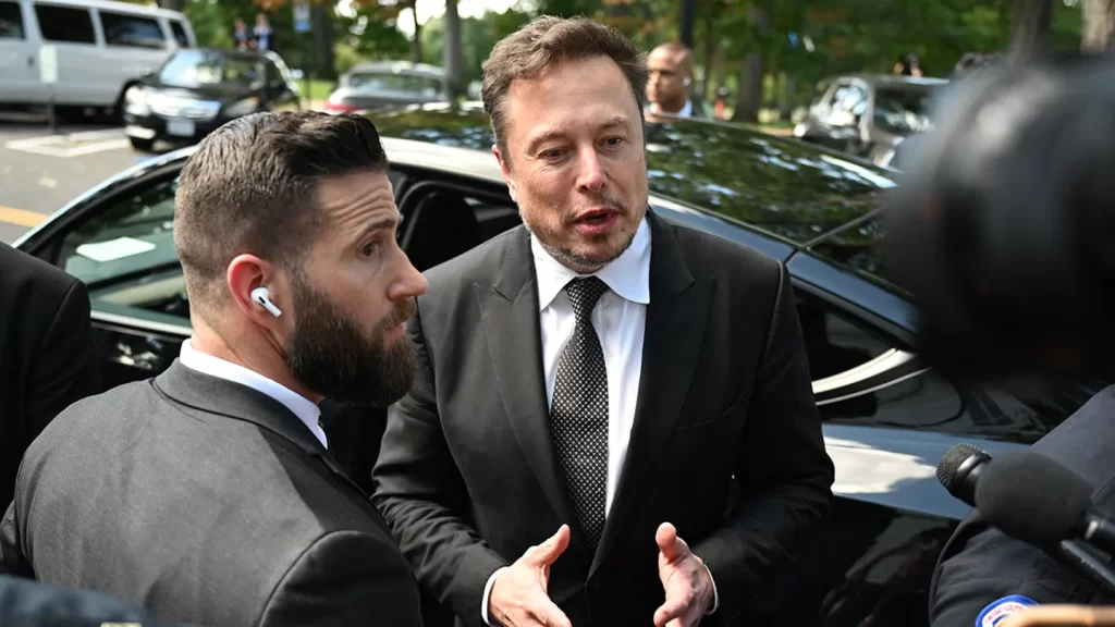 X (formerly Twitter) CEO Elon Musk leaves the U.S. Senate bipartisan Artificial Intelligence (AI) Insight Forum (MANDEL NGAN/AFP via Getty Images / Getty Images)

