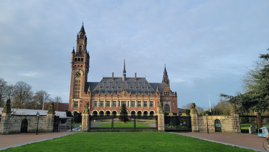 This photo taken on Dec. 30, 2023 shows the Peace Palace, the seat of the International Court of Justice (ICJ), in The Hague, the Netherlands. (Xinhua/Wang Xiangjiang)