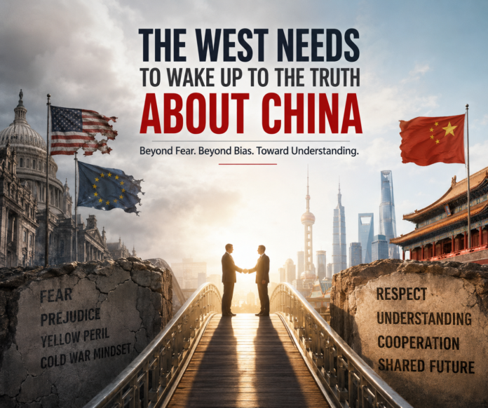 West and China relations, symbolizing the need for greater understanding and cooperation